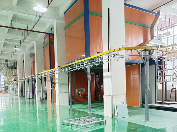 Automatic powder spraying line